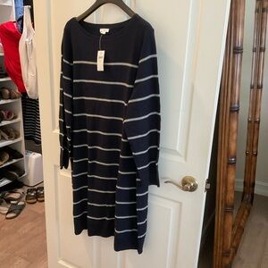 J. Jill Navy and White Striped Dress